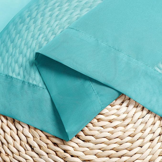 Chyhomenyc Sheer Valances for Windows 2 Pack, Small Window Curtains for Living Room Bathroom Cafe Laundry Basement, Modern Top Dual Rod Pocket Voile Curtain, 42W x 18L inches, Turquoise