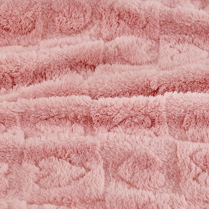 Yurhap Fleece Baby Blanket Heart Checkered Blanket, Ultra Soft Cozy Baby Blankets for Girls Boys, Fluffy Infant Toddler Newborn Receiving Blankets for Crib Stroller 30”×40” (Dark Pink)