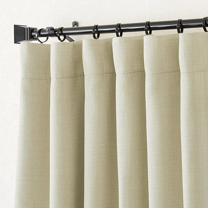 NICETOWN Room Darkening Living Room Curtains 96 inches Long, Pinch Pleated Curtains Faux Linen Blend Light Blocking Noise Canceling Drapes for Bedroom, Linen Beige, W52 x L96, 2 Panels