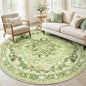 Area Rugs 6ft Washable Non-Slip, Floral Vintage Distress Print Pattern Medallion Carpet for Living Room Bedroom Dining Room, Sage Green Yellow