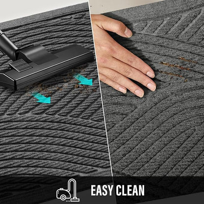 HIYARD Sturdy Front Door Mat, Absorbent Muddy Dirt Resist Welcome Door Mats Outdoor Indoor, Stain and Fade Resistant, Non-Slip Backing Entry Mat Low Profile Doormat for Entryway, 36×24, Grey