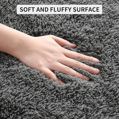 Tepook Area Rugs 9x12 for Living Room, Super Soft Fluffy Rugs for Bedroom, Modern Shaggy Rug Fuzzy Carpets for Kids, Plush Indoor Nursery Home Decor Rug with Non-Slip Bottom, Dark Grey