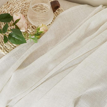 NICETOWN Natural Linen Curtains & Drapes 72 inches Length, Grommet Privacy with Light Filtering Drapes Flax Linen Blend Window Treatments for Farmhouse/Living Room, W36 x L72, 2 Panels