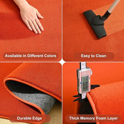 Amearea Large Modern Area Rugs for Bedroom Living Room, 5x8 Feet Orange Thickened Memory Foam Rug, Fluffy Indoor Washable Rugs Non Slip Minimalist Carpet for Boys Girls Dorm Nursery Room Decor