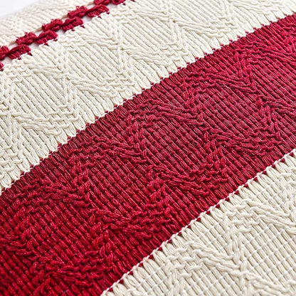 Fancy Homi Set of 1 Boho Red Lumbar Decorative Throw Pillow Cover 12x20 Inch for Couch Bed Sofa Chair, Modern Organic Farmhouse Home Decor, Soft Cotton Cute Accent Rectangle Cushion Case