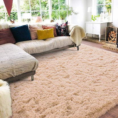 Rugs for Living Room 5x7, Soft Shaggy Modern Shag Area Rug for Bedroom, Upgrade Non-Slip Plush Fluffy Carpet for Kids Boys Girls Room Home Decor Aesthetic, Camel