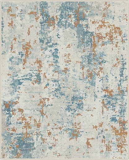 BEIMO Area Rugs 5x7 for Living Room Bedroom, Modern Abstract Machine Washable Rug, Large Soft Low Pile Floor Carpet with Non Slip Backing for Dining Room, Teal and Terracotta