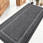 OLANLY Front Door Mat Indoor Outdoor Entrance, Waterproof All-Season, All-Weather Doormat, Sturdy Natural Rubber, Low Profile, Easy Clean Patio Porch Entryway Mat, 59x23, Black and White