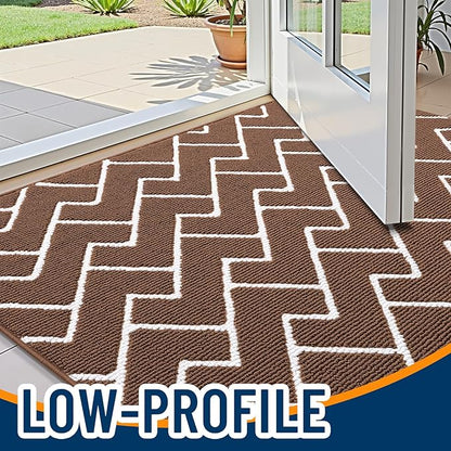 OLANLY Front Door Mat, Non-Slip Rubber Backing, Dirt Resistant and Absorbent, Washable, Easy to Clean Low-Profile Indoor Doormat for Back Door, Entryway, Inside Entrance, 40x32, Coffee