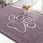 OLANLY Dog Door Mat for Muddy Paws 48x30, Paw Print Design, Absorbs Moisture and Dirt, Absorbent Non-Slip Washable Doormat, Quick Dry Chenille Mud Mat, Entry Indoor Entryway Carpet, Deep Plum