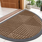 Smiry Half Circle Front Door Mat Outside Entrance, Heavy Duty Sturdy Natural Rubber Doormat, Trap Dirt and Moisture, Low Profile Mats for Indoor Outdoor Entry, Irregular Triangle (35x23, Coffee)