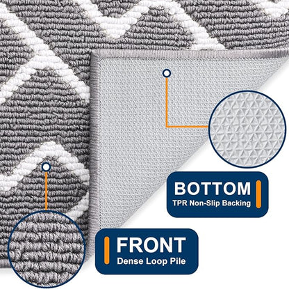 OLANLY Front Door Mat, Non-Slip Rubber Backing, Dirt Resistant and Absorbent, Washable, Easy to Clean Low-Profile Indoor Doormat for Back Door, Entryway, Inside Entrance, 59x35, Grey