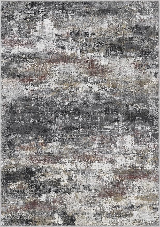 Area Rugs 10x12 for Living Room Bedroom, Modern Abstract Machine Washable Large Dark Gray Rug, Soft Low Pile Floor Carpet with Non Slip Backing for Dining Room