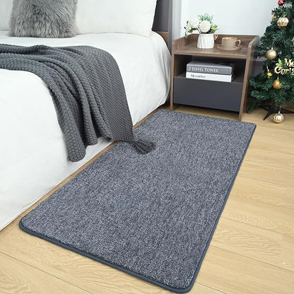 AROGAN Small Washable Area Rugs for Bedroom, 2×4 Runner Rug with Memory Foam for Hallway, Non Slip Fluffy Carpet Indoor Rug Runner for Kitchen, Bedside, Entryway Bathroom Home Decor, Navy Blue