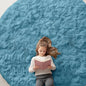 OLANLY Slate Blue Round Rugs for Bedroom - Machine Washable, 8 ft Circle Area Rugs for Living Room, Soft and Fluffy Shaggy Carpet for Teen Girl and Boys, Nursery Rooms, Dorms, Home Decor Aesthetic