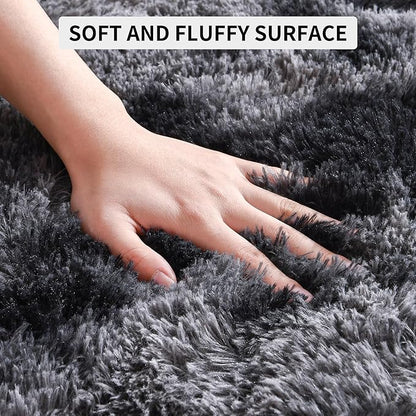 Tepook Area Rugs 10x14 for Living Room, Super Soft Fluffy Rugs for Bedroom, Modern Shaggy Rug Fuzzy Carpets for Kids, Plush Indoor Nursery Home Decor Rug with Non-Slip Bottom, Tie-Dyed Dark Grey