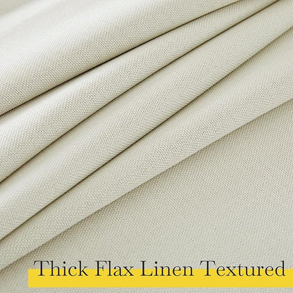 NICETOWN Faux Linen 100% Blackout Living Room Curtains 96 inches Long, Silver Grommet 2 Layers Window Treatment with White Liner Thermal Curtains for Bedroom, Vanilla, W52 x L96, 2 Panels