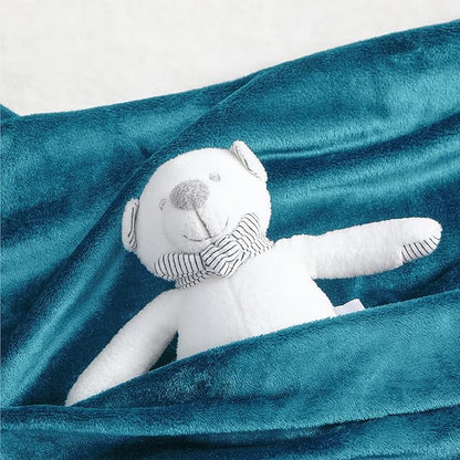 Bedsure GentleSoft Bedding Fleece Blanket for Girls and Boys - Soft Cozy Cute Small Throw Blankets for Travel, 43x55 Inches,Teal Blue