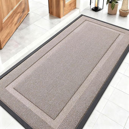 OLANLY Front Door Mat Indoor Outdoor Entrance, Waterproof All-Season, All-Weather Doormat, Sturdy Natural Rubber, Low Profile, Easy Clean Patio Porch Entryway Mat, 47x23, Camel