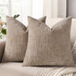 decorUhome Oatmeal Chenille Euro Sham Throw Pillow Covers 24x24 Set of 2 Textured Soft Cozy Slubby Couch Pillow Covers Modern Farmhouse Boho Decorative Pillow Cases for Bed Sofa Living Room