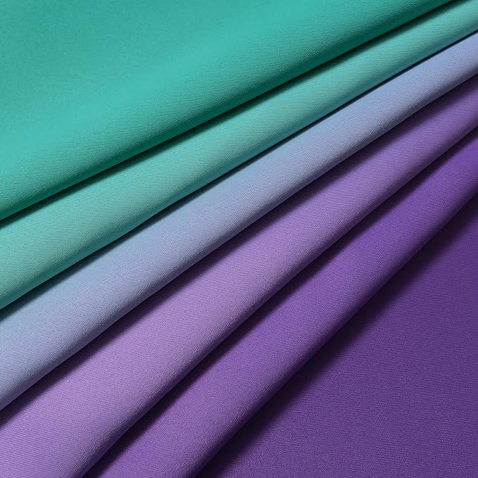 Yakamok Ombre Teal and Purple Curtains for Bedroom, Gradient Room Darkening Curtains, Grommet Thermal Insulated Light Blocking Window Drapes/Curtain for Living Room,52 x 63 Inch,2 Panels