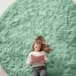 OLANLY Mint Green Round Rugs for Bedroom - Machine Washable, 9 ft Circle Area Rugs for Living Room, Soft and Fluffy Shaggy Carpet for Teen Girls and Boys, Nursery Rooms, Dorms, Home Decor Aesthetic
