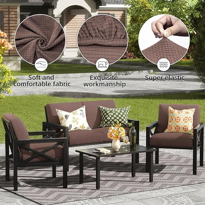 Outdoor Cushion Covers Set,14PCS Patio Furniture Couch Seat Slipcovers, Replacement for Sofa Sectional Chair(Cover，Only)