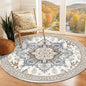 OPPODREAM Soft Round Rug 5ft, Neutral Washable Circle Rug 5ft with Non Slip Backing Play Room, Low-Pile Carpet 5 ft, Faux Cashmere Throw Carpet, Cream White & Blue & Light Brown