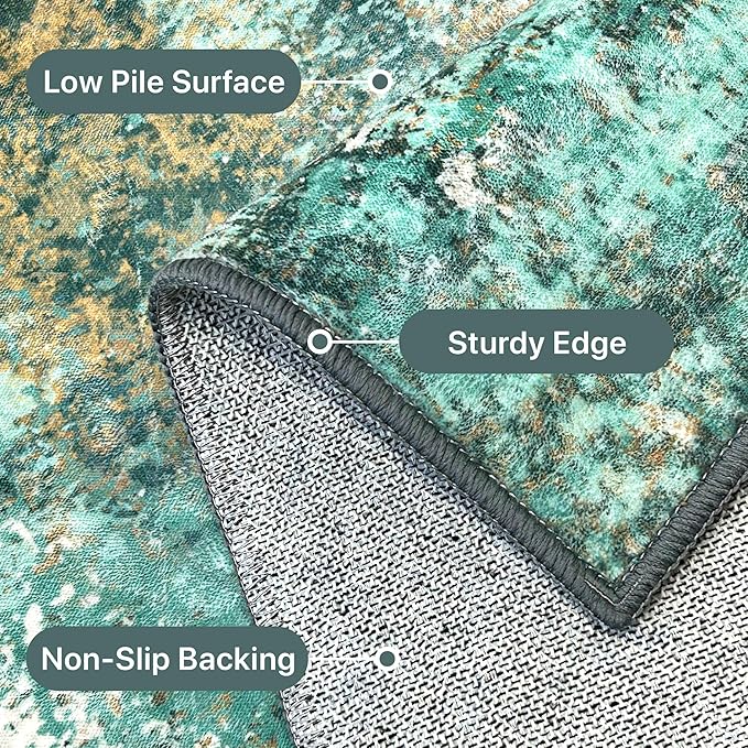 BEIMO Area Rugs 6x9 for Living Room Bedroom, Modern Abstract Machine Washable Rug, Large Soft Low Pile Floor Carpet with Non Slip Backing for Dining Room, Turquoise