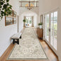Madane Hallway Runner Rug 2'6''x14' Kitchen Runner, Non Slip Vintage Runners for Hallways Washable Kitchen Rugs Soft Low Pile 2.5x14 ft Rug Runner for Laundry Room, Entryway and Bedroom, Ivory/Brown