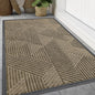 Smiry Front Door Mat Outside Entrance, Heavy Duty Sturdy Natural Rubber Doormat, Trap Dirt and Moisture, Easy Clean Low Profile Mats for Indoor Outdoor Entry, Irregular Triangle (47x32, Camel)