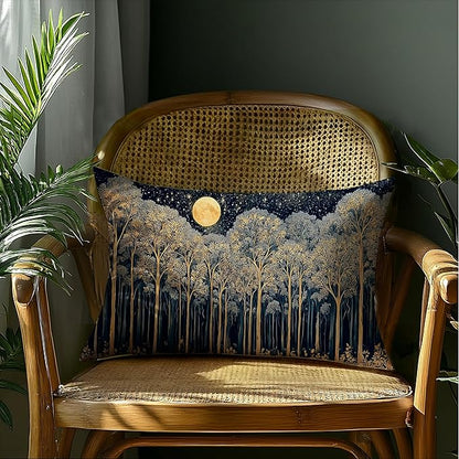 Rustic Dark William Morris Night Forest Moon Decor Pillow Covers 12x20,Vintage Gold Botanical Nature Landscape Decorative Throw Pillow Covers for Home Bedroom Living Room