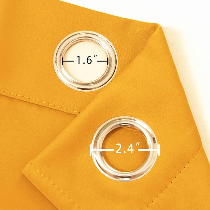 LEMOMO Yellow Thermal Blackout Curtains/38 x 84 Inch/Set of 2 Panels Room Darkening Curtains for Bedroom