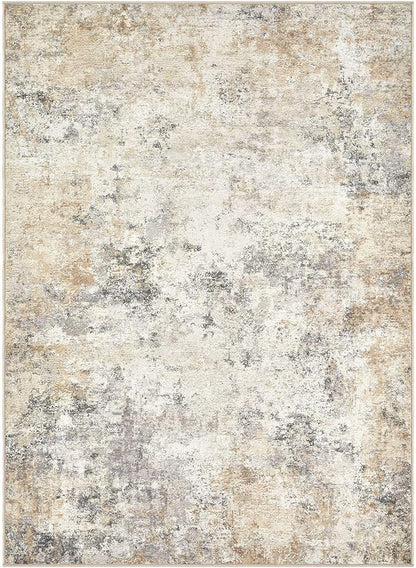 UERMEI 4x6 Area Rug Living Room Rugs - Washable Neutral Modern Abstract Soft Thin Rug Indoor Floor No Slip Rug Carpet for Bedroom Under Dining Table Home Office Decor - Golden Grey