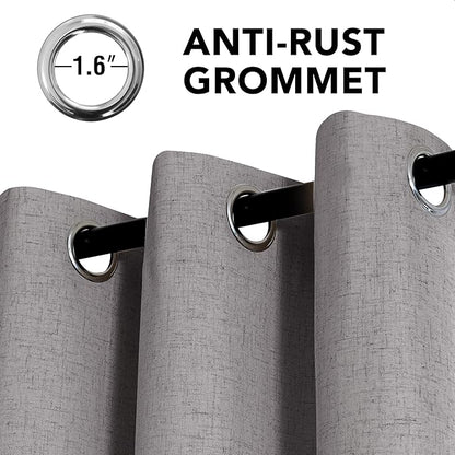 H.VERSAILTEX Linen Curtains 100% Blackout Curtains for Bedroom 63 inch Long Full Light Blocking Nature Linen Blended Window Curtains for Living Room Nickel Grommet (2 Panels, Heathered Dove)