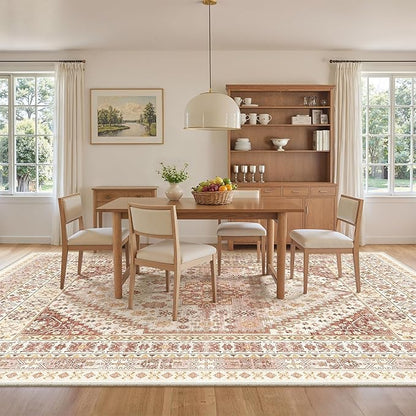 zesthome 9x12 Area Rugs for Living Room,Non-Slip Backing Washable Rugs,Vintage Large Area Rug，Stain Resistant Home Decor Rug