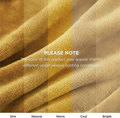 Bedsure Fleece Blanket Queen Blanket Gold Yellow - Bed Blanket Soft Lightweight Plush Fuzzy Cozy Luxury Microfiber, 90x90 inches