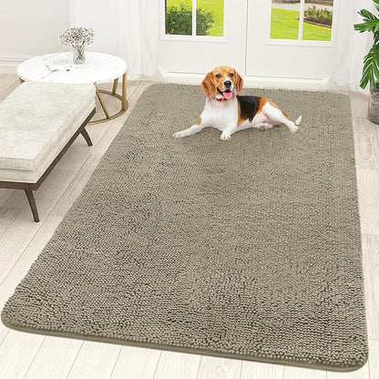 OLANLY Dog Door Mat for Muddy Paws 70x46, Absorbs Moisture and Dirt, Absorbent Non-Slip Washable Doormat, Quick Dry Chenille Mud Mat, Entry Indoor Entryway Carpet for Inside Floor, Warm Taupe