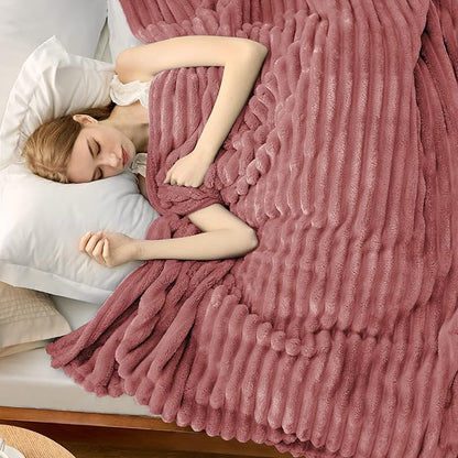 Bedsure GentleSoft Dusty Pink Fleece Queen Blanket for Couch - Super Soft Cozy Blankets for Women, Cute Small Blanket for Girls, 90x90 Inches
