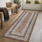 GarveeHome Washable Runner Rug 2x6 Modern Hallway Rug Non Slip Entryway Runner, Geometric Bordered Printed Carpets, Low Pile Thin Foldable Floor Mats, Soft Non Shedding for Kitchen Laundry, Brown
