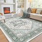 OPPODREAM Soft 6x9 Area Rugs, Washable Rug 6x9 with Non Slip Backing, Faux Cashmere Low-Pile 6 x 9 Carpet, Green