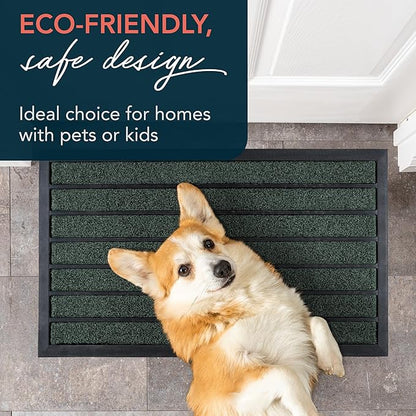 ubdyo Extra Durable Door Mat - Dirt Trapping Outdoor Welcome Mats - Non-Slip Outdoor Indoor Entrance - Low Profile Front Doormat (30" x 17", Bright Green)