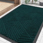 Smiry Front Door Mat Outside Entrance, Heavy Duty Sturdy Natural Rubber Doormat, Trap Dirt and Moisture, Easy Clean Low Profile Mats for Indoor Outdoor Entry, Irregular Triangle (29.5x17, Atlantic)