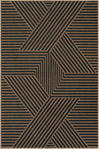 Lahome Modern Geometric Easy Jute Carpet, 6x9 Area Rugs for Living Room Outdoor Patio Washable Indoor Outdoor Dining Room Rug, Farmhouse Large Non Slip Carpet for Bedroom Backyard Office