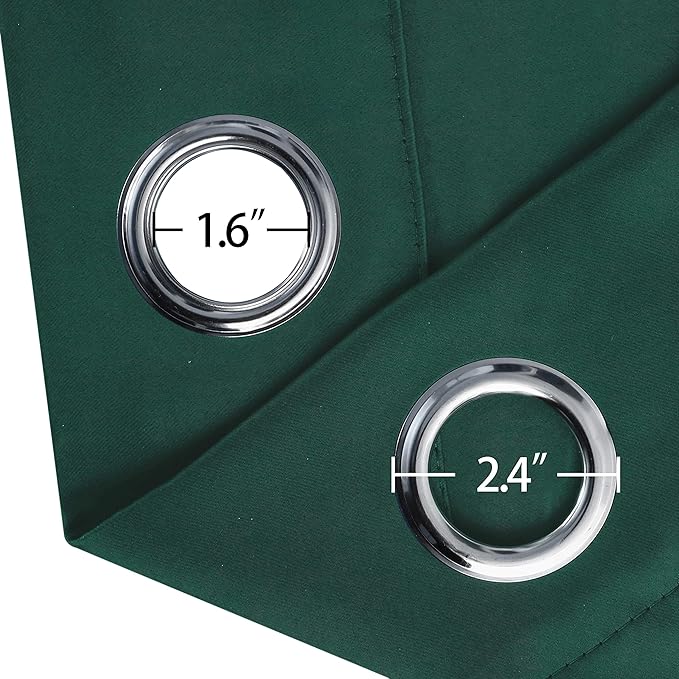 LEMOMO Dark Green Thermal Blackout Curtains/42 x 72 Inch/Set of 2 Panels Room Darkening Curtains for Bedroom