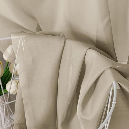 Aiyufeng Taupe Sheer Curtains 45 Inches Long 2 Panels Set, Semi Transparent Voile Rod Pocket Sheer Window Drapes for Bedroom Bed Canopy Living Room Dining Wedding Party Backdrop, 42W x 45L inch
