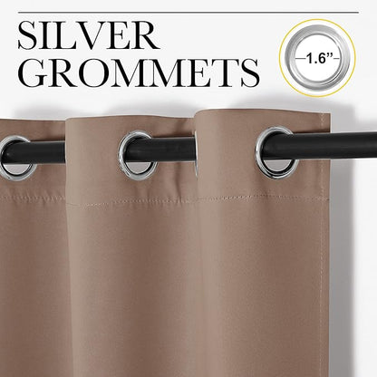 NICETOWN Bedroom Blackout Curtains and Drapes, Set of 2, 55 by 102 Inch, Cappuccino, Window Treatment Thermal Insulated Solid Grommet Blackout Draperies for Bedroom