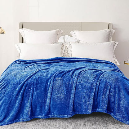 Exclusivo Mezcla Plush Fuzzy Fleece Bed Blanket King Size, Super Soft, Fluffy and Warm Blankets for Couch, Bed, All Season (Cobalt Blue, 90x104 inches)