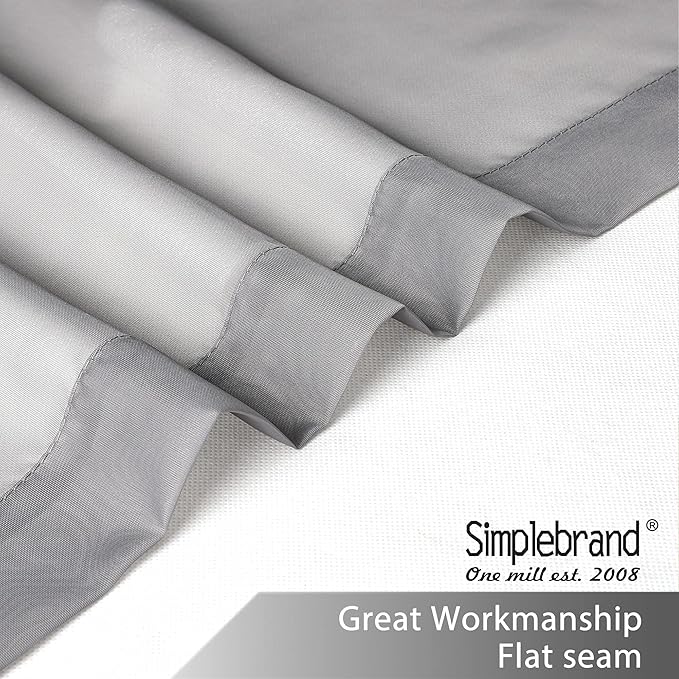 Simplebrand Grey Tier Curtains for Kitchen 24 Inches Long 2 PaSet, Rod Pocket Cafe Curtain Light Filtering Sheer Short Curtains for Bathroom/Basement Half Window 42 x 24 Inch, 2Pcs, Gray