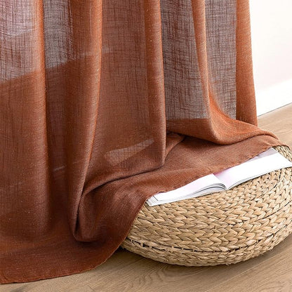 MIULEE Burnt Orange Linen Curtains 84 Inch Length for Bedroom Living Room, Soft Thick Linen Textured Window Drapes Terracotta Rust Boho Fall Decor Semi Sheer Light Filtering Back Tab 2 Panels